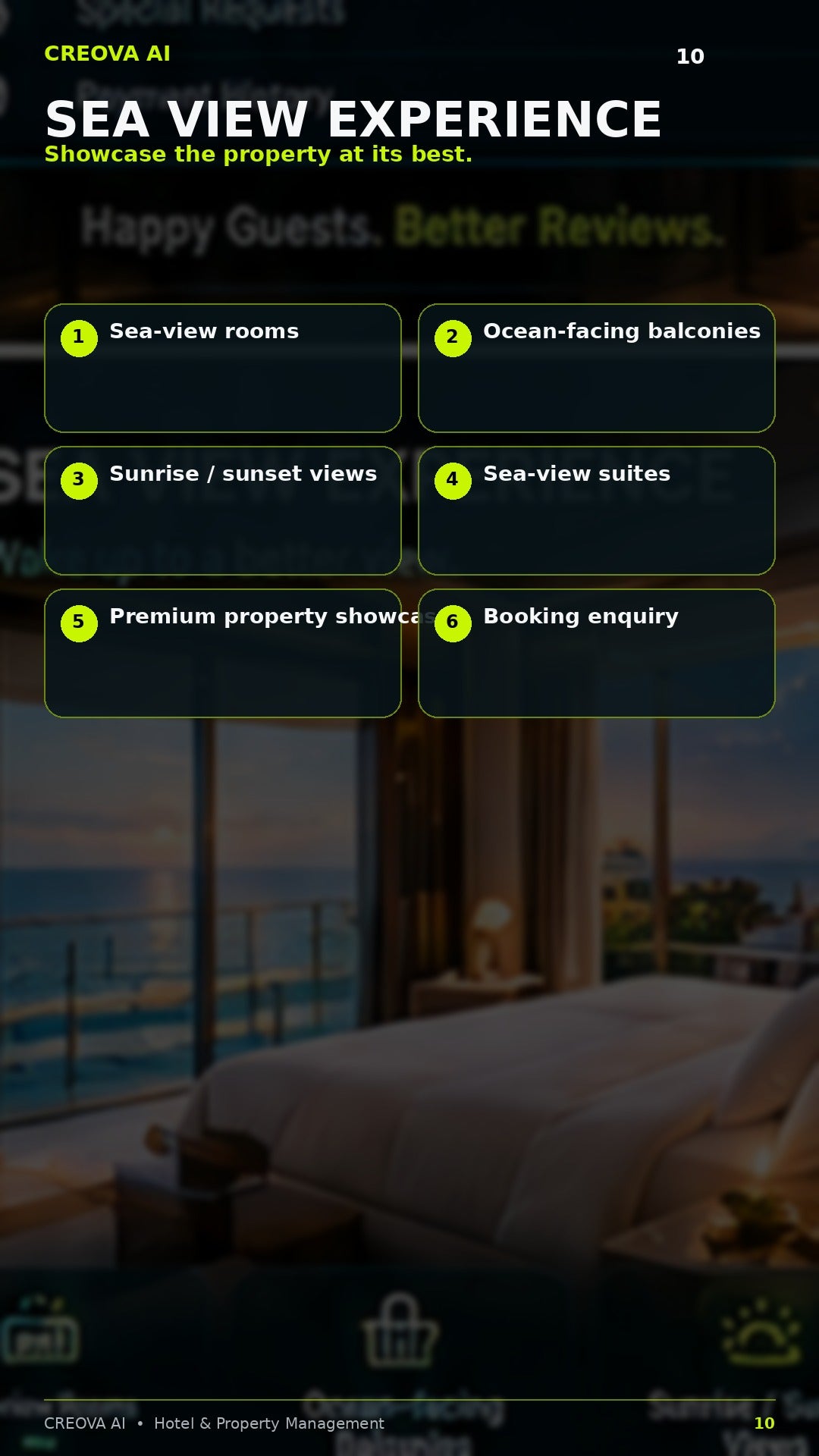 Luxury sea view hotel showcase concept