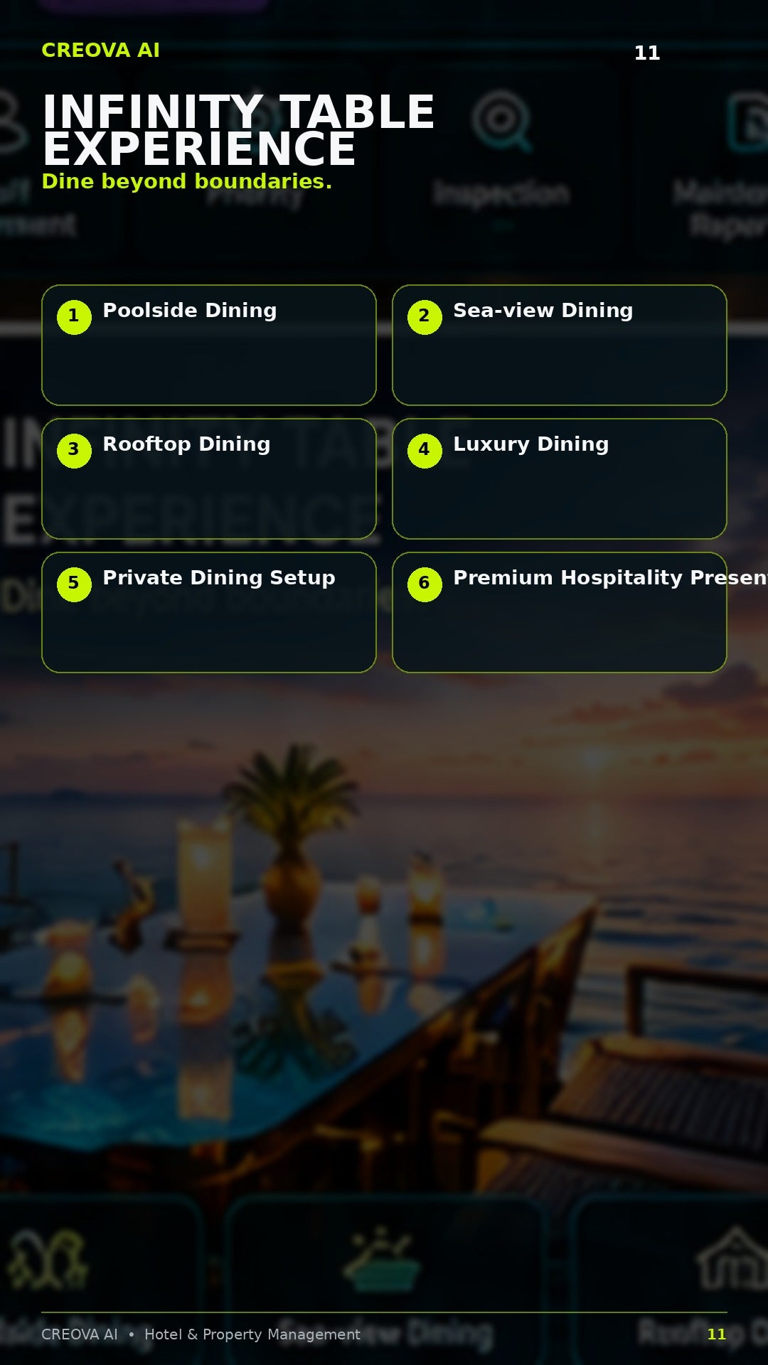 Infinity table hospitality design concept